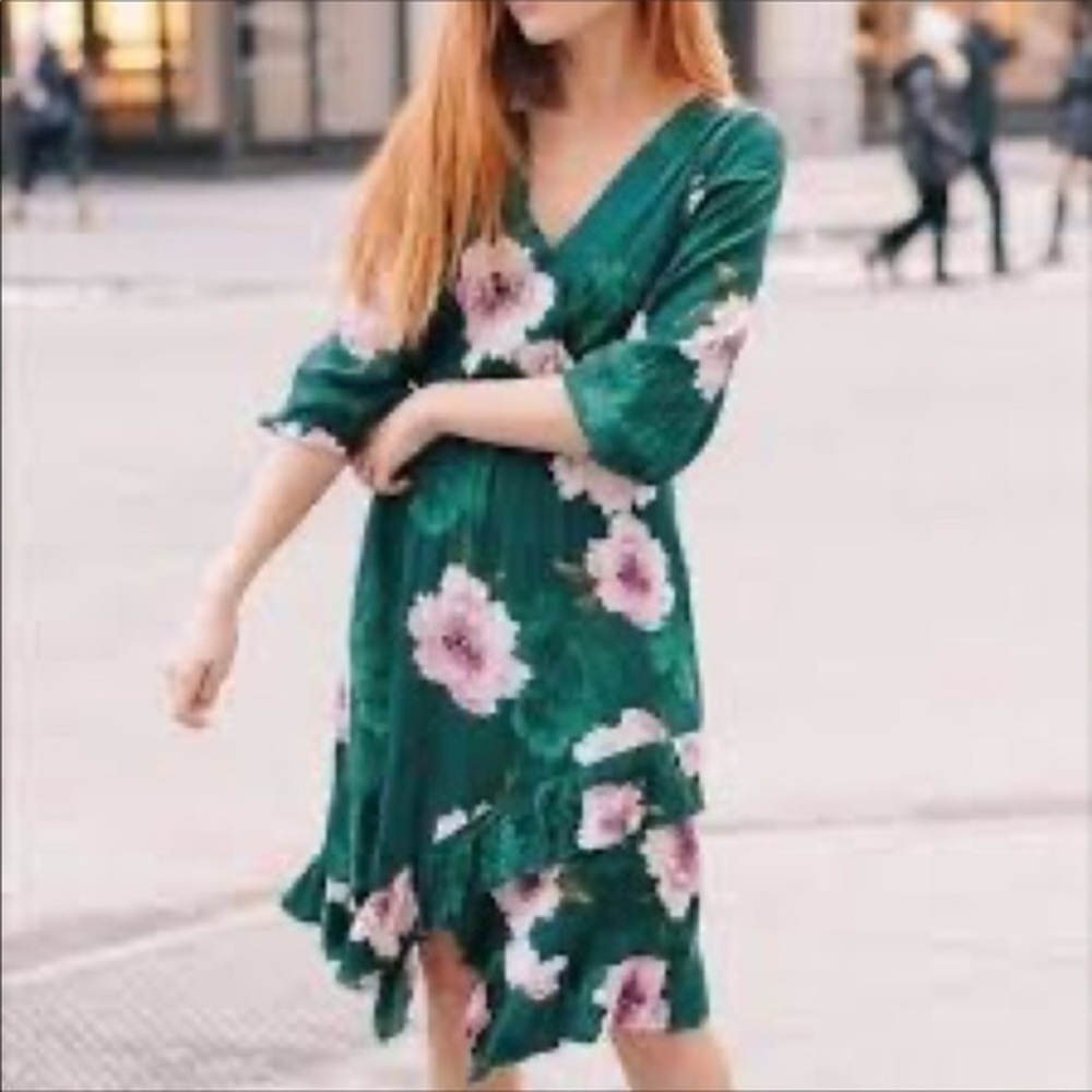 Anthropologie Plenty By Tracy Reese Green Floral Dress
